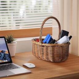 SPETLEK Natural Wicker Basket With Handle Flower Organising x 2 - thumbnail 4