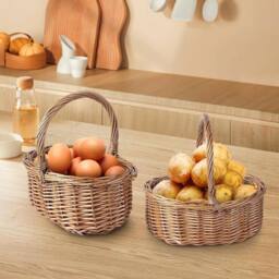 SPETLEK Natural Wicker Basket With Handle Flower Organising x 2 - thumbnail 3