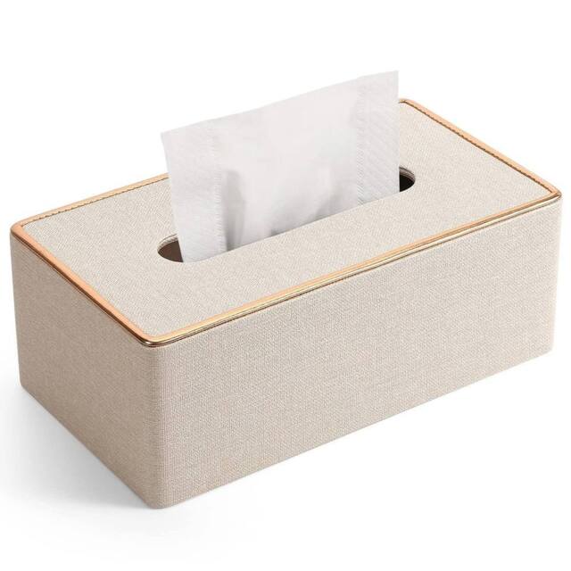 VOGREX Style 4 Wooden Tissue Box Dispenser Paper Storage Holder in Beige