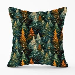 Warren Reed - Designer Impasto Style Christmas Trees Outdoor Cushion in Green - Size: 45 cm x 45 cm - thumbnail 1