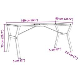 Berkfield Home Durable Dining Table Legs Y-Frame 160x80x73 cm Steel in Black - Size: 160 x 80 x 73 cm - thumbnail 9
