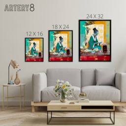 "Artery8 Japanese Tea Ceremony Scene Framed Canvas Wall Art Print - Size: W12"" x H16""" - thumbnail 4