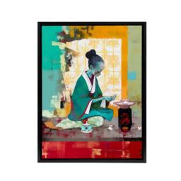 "Artery8 Japanese Tea Ceremony Scene Framed Canvas Wall Art Print - Size: W12"" x H16""" - thumbnail 1