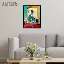 "Artery8 Japanese Tea Ceremony Scene Framed Canvas Wall Art Print - Size: W12"" x H16""" - thumbnail 3