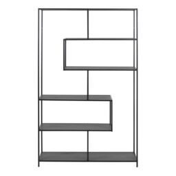 Furniture To Go Seaford Black Metal Large Asymmetrical Bookcase with 5 Black Shelves - thumbnail 2