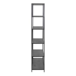 Furniture To Go Seaford Black Metal Large Asymmetrical Bookcase with 5 Black Shelves - thumbnail 3