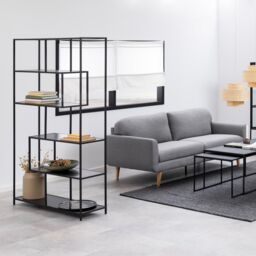 Furniture To Go Seaford Black Metal Large Asymmetrical Bookcase with 5 Black Shelves - thumbnail 6