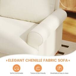Dprodo 220CM Chenille Sofa Sleeper Deep Seat Couch in Beige - thumbnail 4