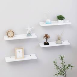 Berkfield Home Wall Shelves 4 pcs White 40x9x3 cm - Size: 40 x 9 x 3 cm - thumbnail 2