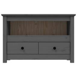 Berkfield Home TV Cabinet Grey 79x35x52 cm Solid Wood Pine - Size: 79 x 35 x 52 cm - thumbnail 6