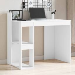 Berkfield Home Office Desk White 103.5x56.5x94 cm Engineered Wood - thumbnail 2
