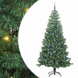 Berkfield Home Christmas Tree with 300 LEDs with Stand Green 240 cm PVC - thumbnail 2
