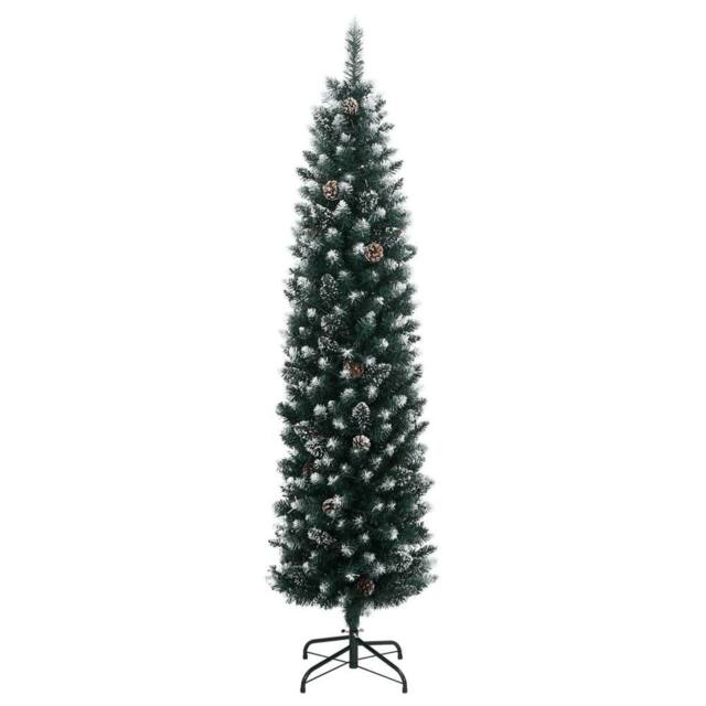 Berkfield Home Artificial Slim Christmas Tree 300 LEDs 210 cm in Green - image 1