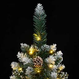 Berkfield Home Artificial Slim Christmas Tree 300 LEDs 210 cm in Green - thumbnail 9