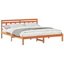 Berkfield Home with Headboard Brown 200 x 200 cm Pine wood - thumbnail 3