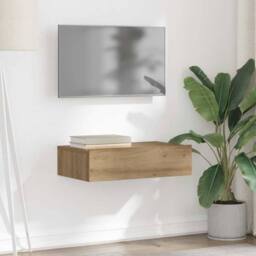 Berkfield Home TV Cabinet with LED Lights Artisan Oak 60x35x15.5 cm in Brown - thumbnail 5