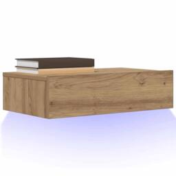 Berkfield Home TV Cabinet with LED Lights Artisan Oak 60x35x15.5 cm in Brown - thumbnail 2