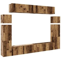 Berkfield Home 8 Piece TV Cabinet Set Wall-mounted Old Wood Engineered Wood in Brown - thumbnail 2