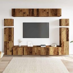 Berkfield Home 8 Piece TV Cabinet Set Wall-mounted Old Wood Engineered Wood in Brown - thumbnail 3