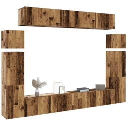 Berkfield Home 8 Piece TV Cabinet Set Wall-mounted Old Wood Engineered Wood in Brown - thumbnail 1