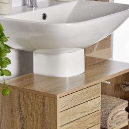 VonHaus Chester Freestanding Oak Wood Effect Under Sink Bathroom Cabinet in Natural - thumbnail 4