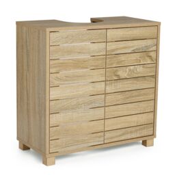VonHaus Chester Freestanding Oak Wood Effect Under Sink Bathroom Cabinet in Natural - thumbnail 2