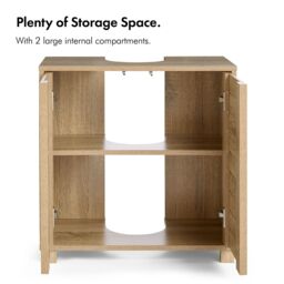 VonHaus Chester Freestanding Oak Wood Effect Under Sink Bathroom Cabinet in Natural - thumbnail 8