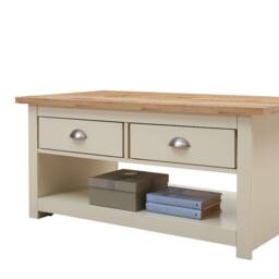 Timber Art Design Lisbon Living Room 2 Drawer Coffee Table Cream Storage Furniture - thumbnail 3