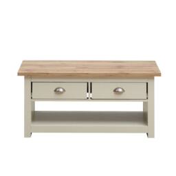 Timber Art Design Lisbon Living Room 2 Drawer Coffee Table Cream Storage Furniture - thumbnail 4