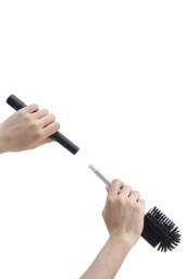 Living and Home Wall-mount Freestanding Silicone Toilet Brush with Draining Holder for Bathroom in Black - thumbnail 4