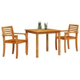 Berkfield Home 3-Piece Acacia Wood Garden Dining Set in Brown - thumbnail 3
