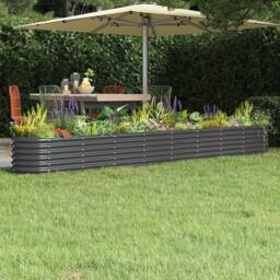 Berkfield Home Garden Raised Bed Powder-coated Steel 332x40x36 cm Anthracite in Charcoal - Size: 332 x 40 x 36 cm - thumbnail 2
