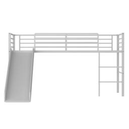 Costway Loft Bed Single Size Low Loft Bed Steel Frame w/Safety Guardrails in Silver - thumbnail 9