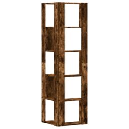 Berkfield Home Corner Bookcase 5-Tier Smoked Oak 50x50x179 cm Engineered Wood in Brown - Size: 50 x 50 x 179 cm - thumbnail 6