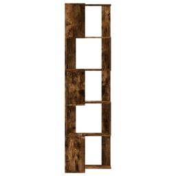 Berkfield Home Corner Bookcase 5-Tier Smoked Oak 50x50x179 cm Engineered Wood in Brown - Size: 50 x 50 x 179 cm - thumbnail 5