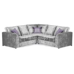 Furnishings For Less UK Crystal 5 Seater Crushed Velvet Fabric Corner Sofa L Shaped 2 Corner 2 - Full Back in Silver