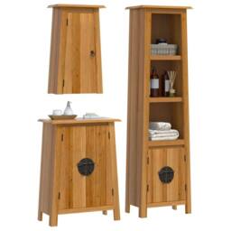 Berkfield Home Beautiful 3 Piece Bathroom Furniture Set Solid Wood Pine in Brown