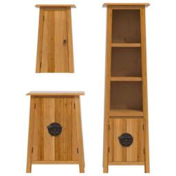 Berkfield Home Beautiful 3 Piece Bathroom Furniture Set Solid Wood Pine in Brown - thumbnail 5