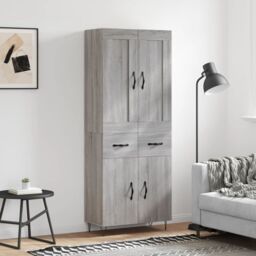 Berkfield Home Highboard Grey Sonoma 69.5x34x180 cm Engineered Wood - thumbnail 1