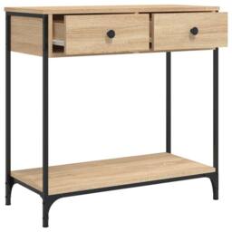 Berkfield Home Console Table Sonoma Oak 75x34.5x75 cm Engineered Wood in Light Tan - thumbnail 5