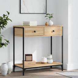 Berkfield Home Console Table Sonoma Oak 75x34.5x75 cm Engineered Wood in Light Tan - thumbnail 2