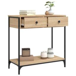 Berkfield Home Console Table Sonoma Oak 75x34.5x75 cm Engineered Wood in Light Tan - thumbnail 4