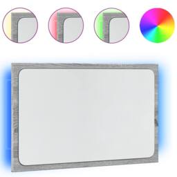 Berkfield Home LED Bathroom Mirror Grey Sonoma 60x8.5x38 cm Engineered Wood - thumbnail 2