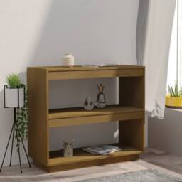Berkfield Home Book Cabinet Honey Brown 80x35x71 cm Solid Pinewood - Size: 80 x 35 x 71 cm - thumbnail 3