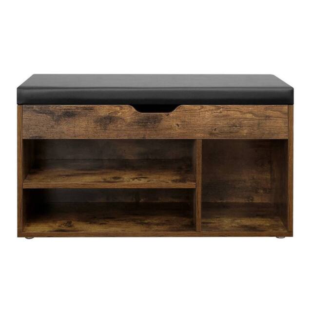KORVIXA Shoe Bench with Cushion Storage Bench in Brown - Size: 100 cm x 100 cm - image 1