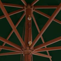 Berkfield Home Outdoor Parasol with Wooden Pole 350 cm Green - thumbnail 3