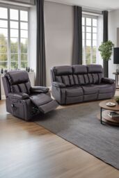 More4Homes Chester Manual Recliner Bonded Leather 1+3 Seater Sofa Set in Brown - thumbnail 1