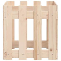 Berkfield Home Beautiful Garden Planter with Fence Design 40x40x40 cm Solid Wood Pine in Natural - Size: 40 x 40 x 40 cm - thumbnail 6