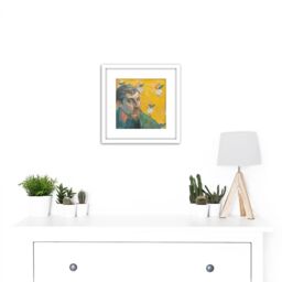 Artery8 Paul Gauguin Self Portrait Les Miserables Cropped 8X8 Inch Square Wooden Framed Wall Art Print Picture with Mount in White - thumbnail 2