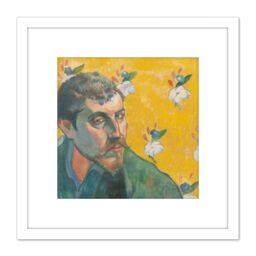 Artery8 Paul Gauguin Self Portrait Les Miserables Cropped 8X8 Inch Square Wooden Framed Wall Art Print Picture with Mount in White - thumbnail 1